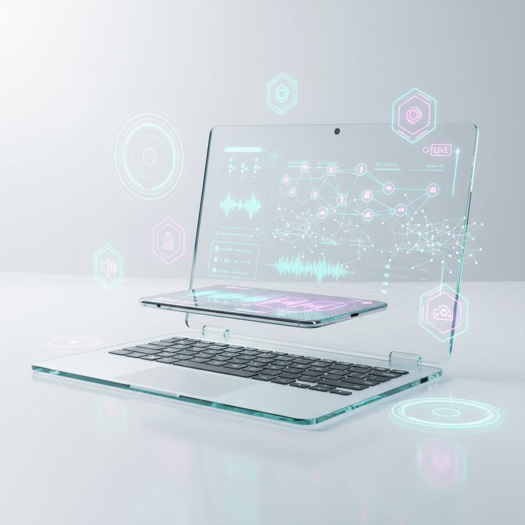 Trubible running on laptop and phone showing live translation dashboard